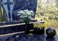Keramická hřbitovní lampa + el. svíčka zdarma - černé teraso